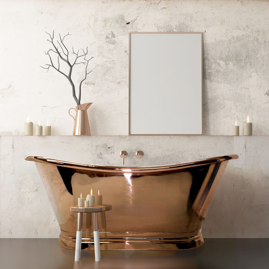 Copper boat freestanding bath BC Designs