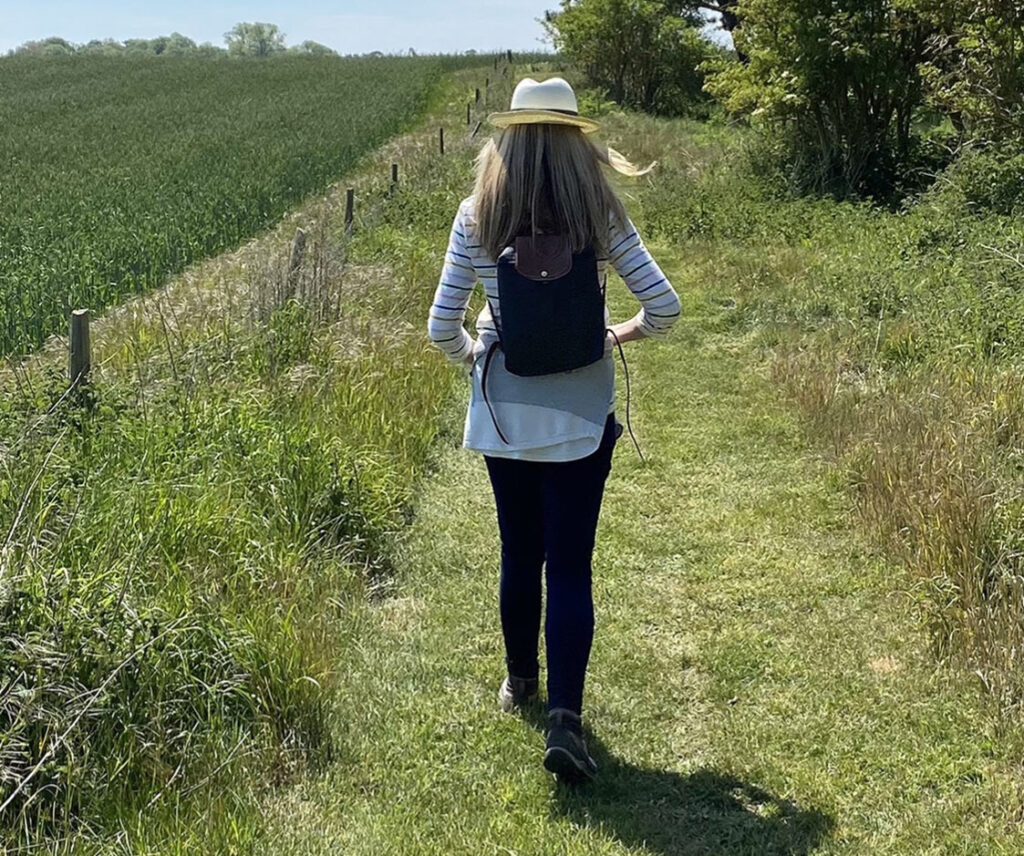 Walking with sister in the summer