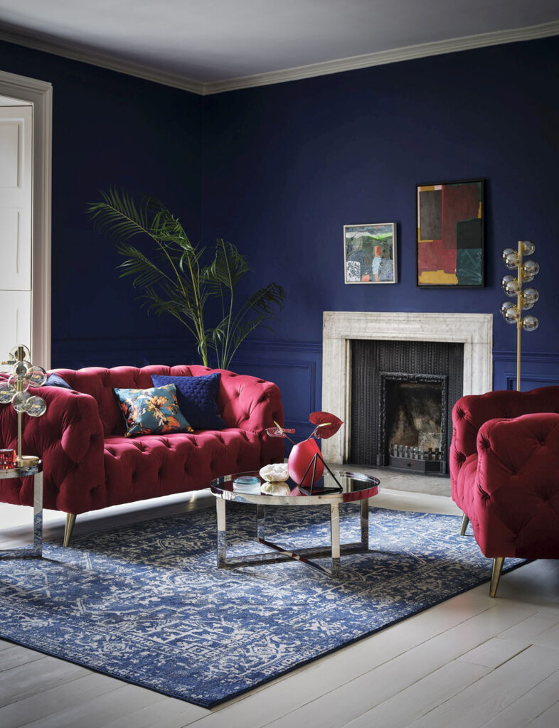 Sofology Alchemist Loveseat, Plush Cranberry, £899, 2 Seater Sofa, Plush Cranberry £1,299, Cushions from £30, Furniture from £249