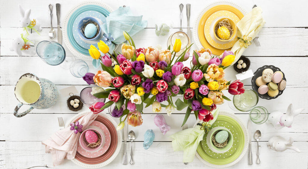 Easter desserts dining table