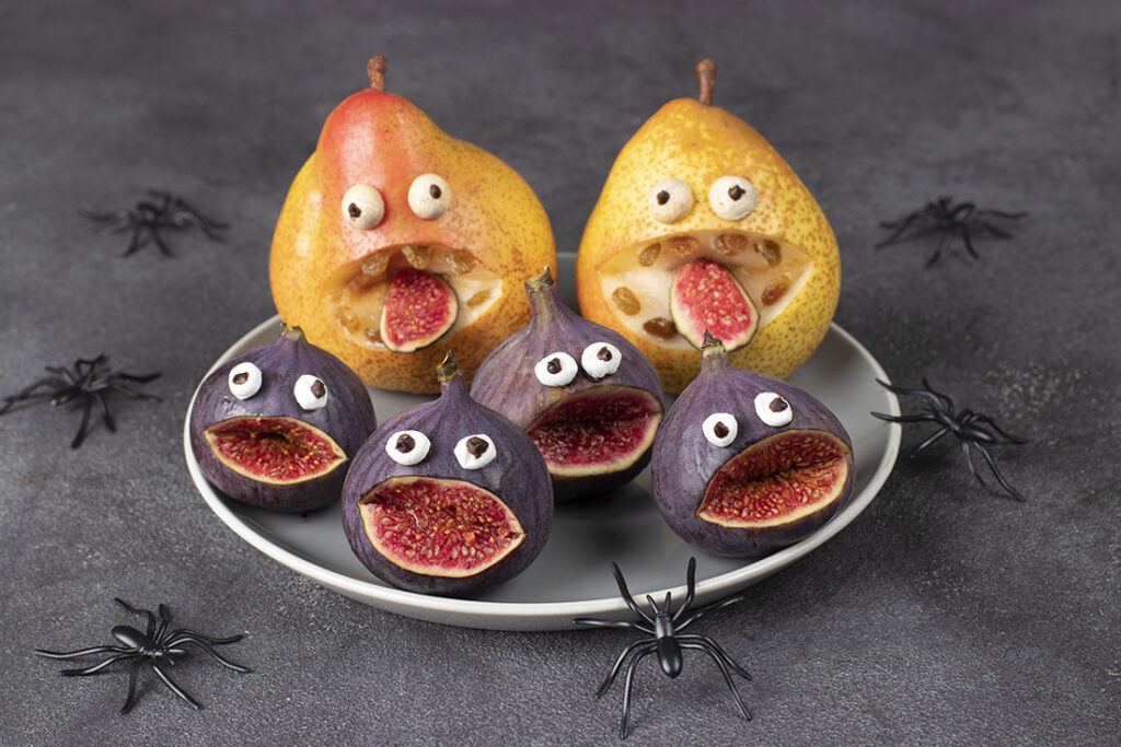 Halloween party food fruit monsters