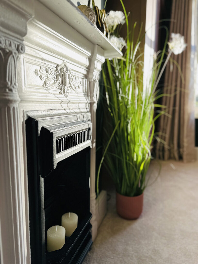 Fireplace detailing in my guest bedroom