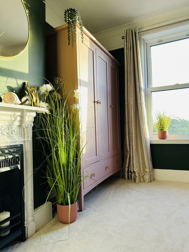 Portrait of side of wardrobe and window