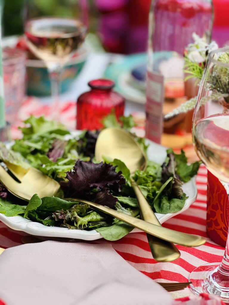 Fable matte gold salad servers for al fresco dining