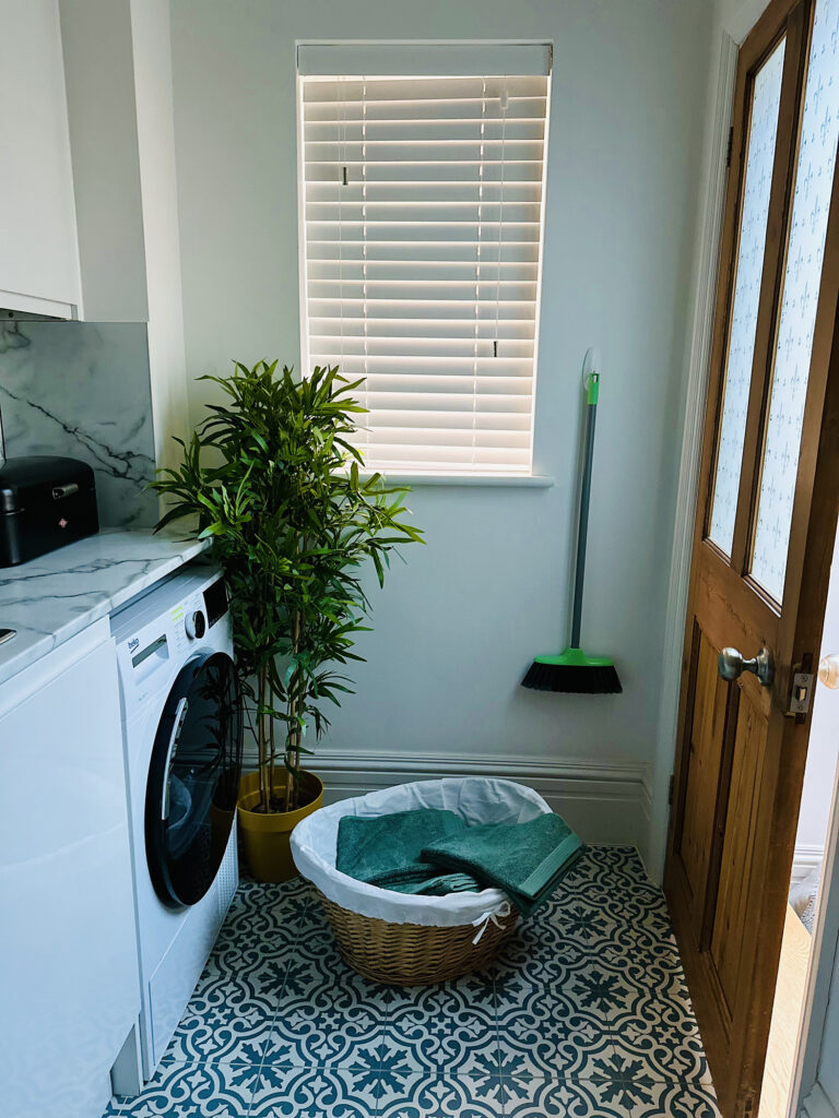 Blinds closed in utility room