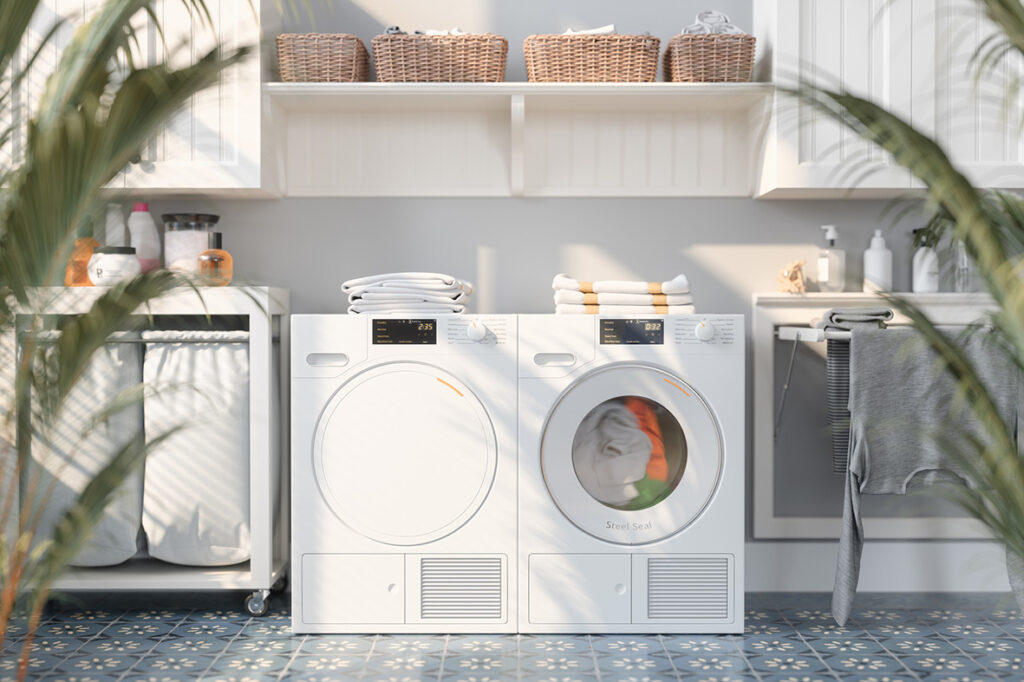 Utility room with laundry basket area